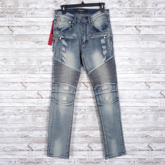 Reason Brand Mens Jeans Sz 30 Destroyed 637 - Picture 1 of 6